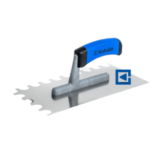 STAINLESS STEEL FLOAT WITH A SEMI-CIRCULAR NOTCH, 2K SOFT HANDLE ON A POLYAMIDE FOOT 130X270 MM, NOTCH 20X15 MM
