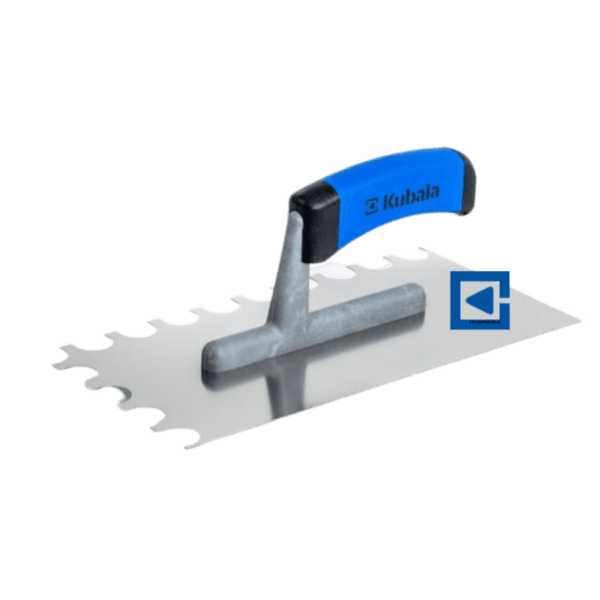 STAINLESS STEEL FLOAT WITH A SEMI-CIRCULAR NOTCH, 2K SOFT HANDLE ON A POLYAMIDE FOOT 130X270 MM, NOTCH 20X15 MM