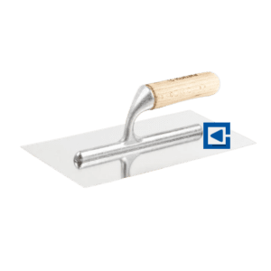 STAINLESS STEEL TROWEL, SMOOTH, BEECH HANDLE ON AN EXTENDED ALUMINUM FOOT 130X270 MM