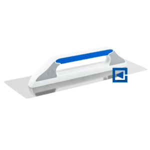 SMOOTH STAINLESS STEEL FLOAT, LONG TO PLASTER WITH ROUNDED TWO CORNERS, 3K SOFT HANDLE, MASTER LINE 130X480 MM