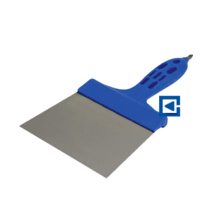 STAINLESS STEEL SPATULA WITH A BIT AND A PLASTIC HANDLE 150 MM