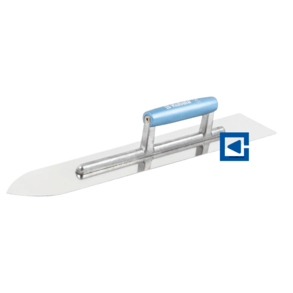 STAINLESS STEEL TROWEL, SHARP FOR MAKING FLOORS, VARNISHED BEECH HANDLE 90X500 MM