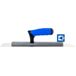 STAINLESS STEEL TROWEL SMOOTH POLISHED ON LONG POLYAMIDE FOOT,2K SOFT HANDLE 130X350 MM