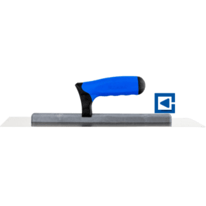 STAINLESS STEEL TROWEL SMOOTH POLISHED ON LONG POLYAMIDE FOOT,2K SOFT HANDLE 130X350 MM