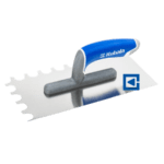 STAINLESS STEEL TROWEL WITH A SEMI-CIRCULAR NOTCH, 3K SOFT HANDLE ON A POLYAMIDE FOOT, MASTER LINE 130X270 MM, NOTCH 20X15 MM