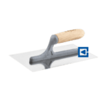 STAINLESS STEEL TROWEL, SMOOTH, BEECH HANDLE ON AN EXTENDED POLYAMIDE FOOT