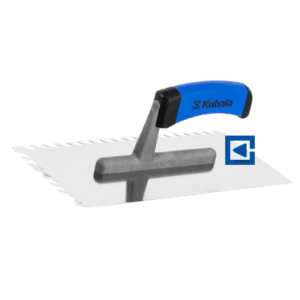 STAINLESS STEEL FLOAT WITH OBLIQUE TOOTH 2K SOFT HANDLE ON A POLYAMIDE FOOT 130X270 MM, SKEWED NOTCH 8 MM
