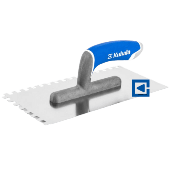 STAINLESS STEEL TROWEL WITH A NOTCH 3K SOFT HANDLE ON A POLYAMIDE FOOT, MASTER LINE